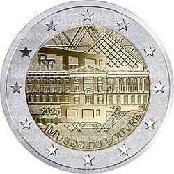 Francia Louvre Parigi 2025 2 Euro commemorativo non circolato UNC 