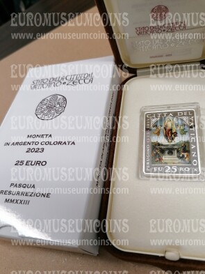 2023 Vaticano Pasqua di resurrezione 25 euro in argento Proof colorata