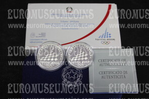 2005 Italia 5 + 10 Euro PROOF ( II emissione ) GIOCHI OLIMPICI INVERNALI TORINO 2006 dittico in argento con cofanetto  