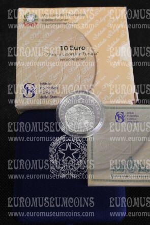 2005 Italia 10 Euro PROOF PACE E LIBERTA' in EUROPA in argento con cofanetto  