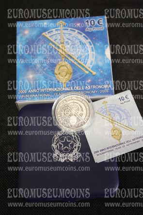 2009 Italia 10 Euro Proof ANNO ASTRONOMIA in argento con cofanetto  