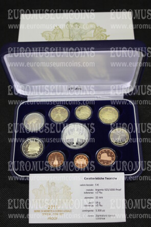 2011 Italia divisionale con 5 euro in argento PROOF in COFANETTO ufficiale