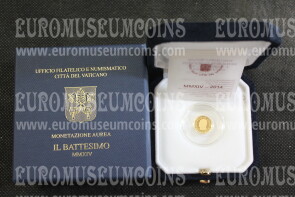 2014 Vaticano 10 Euro PROOF Il Battesimo in oro con cofanetto  