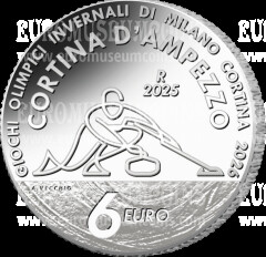 Italia 2025  Olimpiadi invernali 2026 Curling Cortina 6 euro commemorativo 1 oncia argento FDC