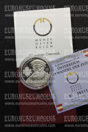 2002 Austria 20 Euro PROOF Il Rinascimento in argento con cofanetto  